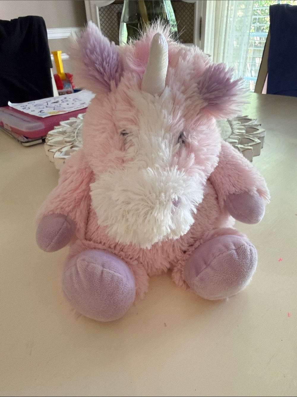 WARMIES Pink Plush Unicorn Stuffed Animal - Soft Cuddly can warm in microwave